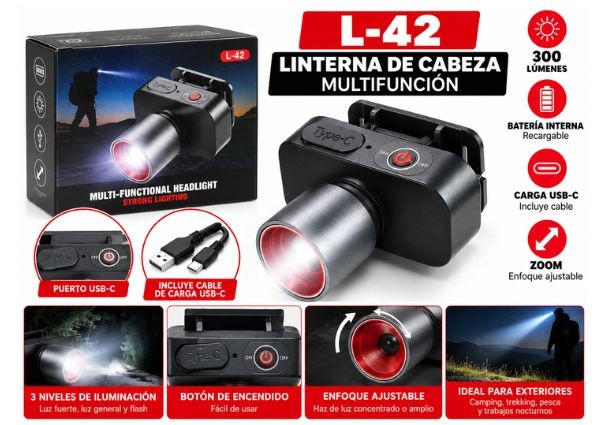 &ua LINTERNA MINERA LUZ LED RECARGABLE T042 (042)
